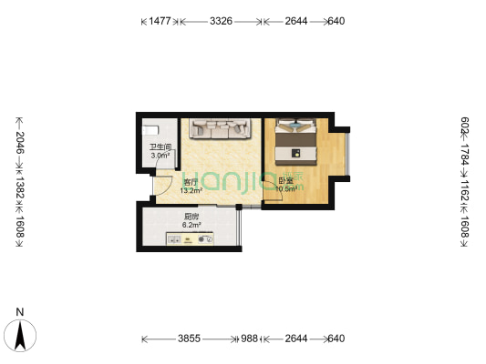 海宇祥和公寓 1室1厅1卫 41平方