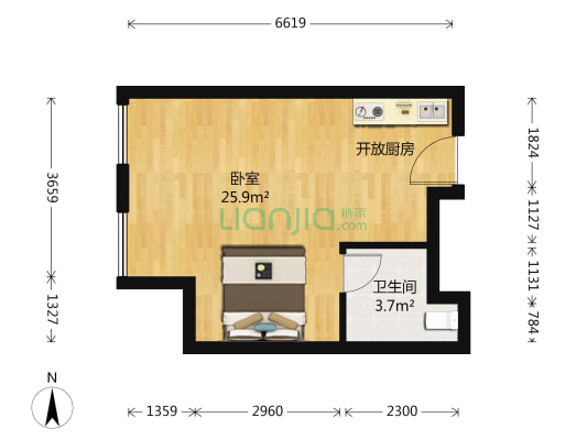 景峰国际中心 1室0厅1卫 42平方