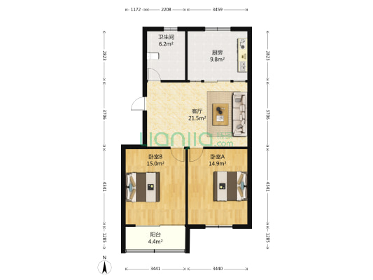 新北路 2室1厅1卫 89平方