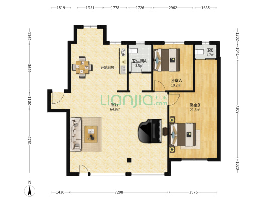 紫阳丽景一期 2室1厅2卫 125平方