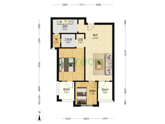 华润琨瑜府 2室1厅1卫 82平方
