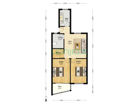丰利达 2室1厅1卫 75平方