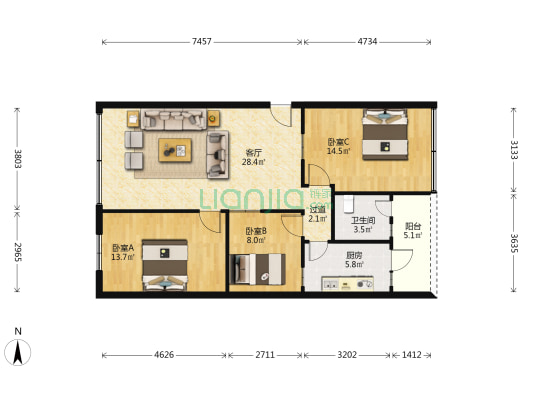 得胜沙路109号 3室1厅1卫 70平方