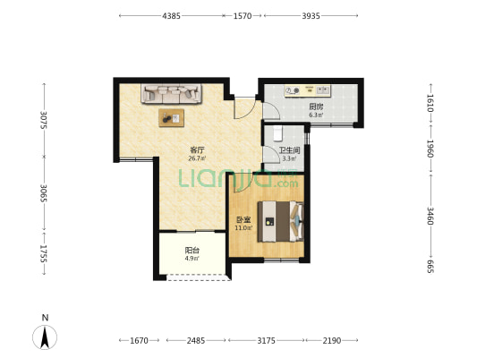 唯亭苑 1室1厅1卫 80平方