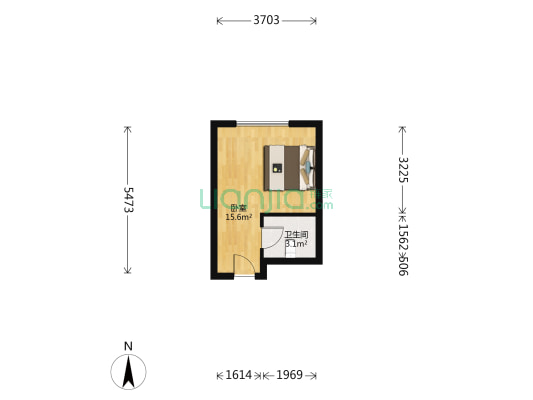 皇冠国际花园 1室0厅1卫 30平方