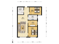 小区西侧，精装修全阳小三居，品牌家具家电-涿州高铁新干线户型图