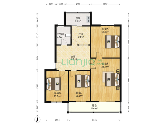 交锦苑 4室1厅1卫 98平方