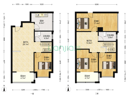 和昌香樟原著 4室2厅2卫 113平方