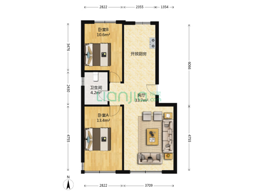 理想居 2室1厅1卫 84平方