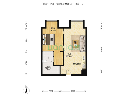 莱安中心 1室1厅1卫 79平方