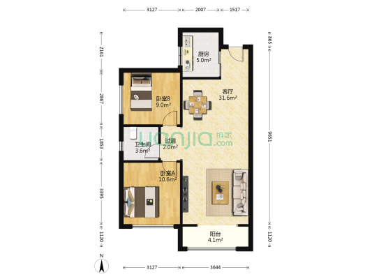 长乐府 2室1厅1卫 87平方