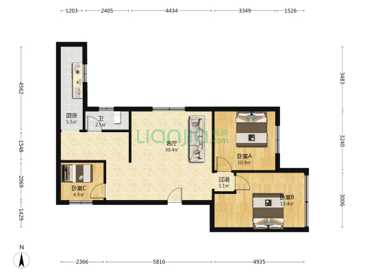 尚武巷4号 3室1厅1卫 89平方