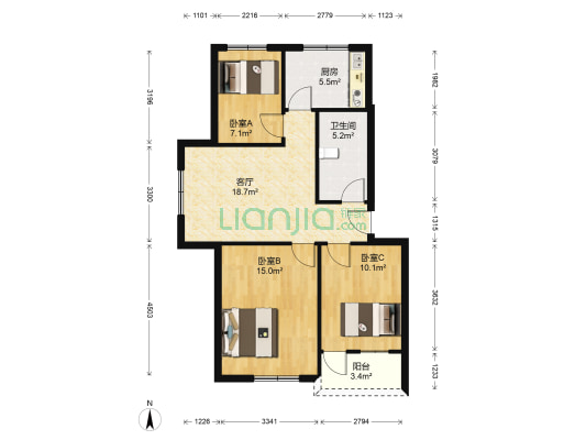 中牟老县委家属院 3室1厅1卫 97平方