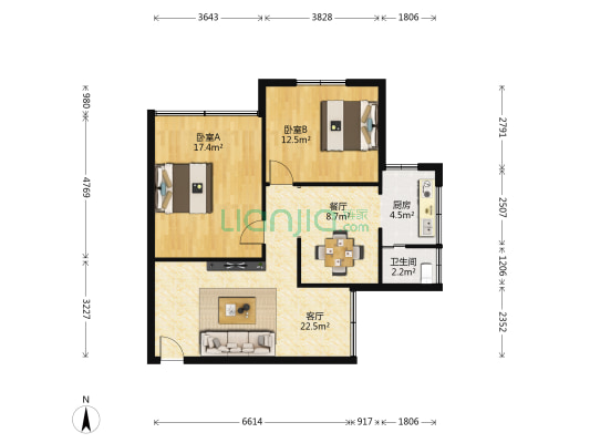 贵乌北路189号 2室2厅1卫 63平方
