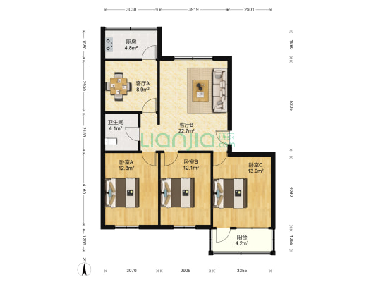 长清中学教师公寓 3室2厅1卫 105平方