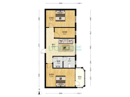 麦兴路 3室1厅1卫 82平方