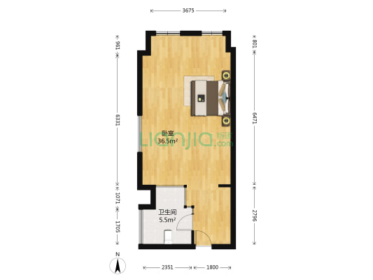 瀚都国际 1室0厅1卫 63平方
