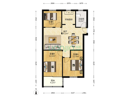 小娄巷横街东区 3室1厅1卫 82平方