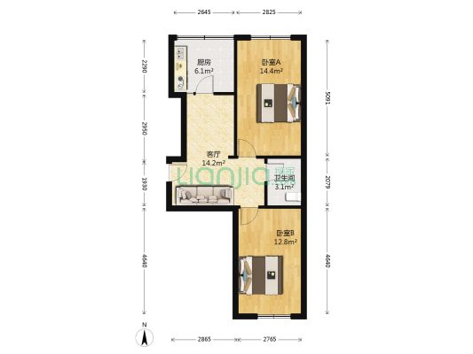 新华小区(道里区) 2室1厅1卫 58平方