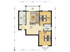 房子本唯一朝南两居中间楼层，户型 方正没有浪费空间-涿州翡翠城户型图