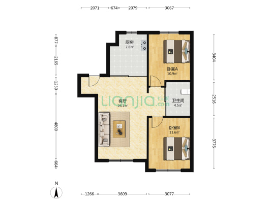 嘉惠燕京十里 2室1厅1卫 85平方