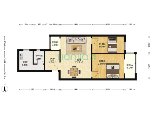中和家园 2室1厅1卫 83平方