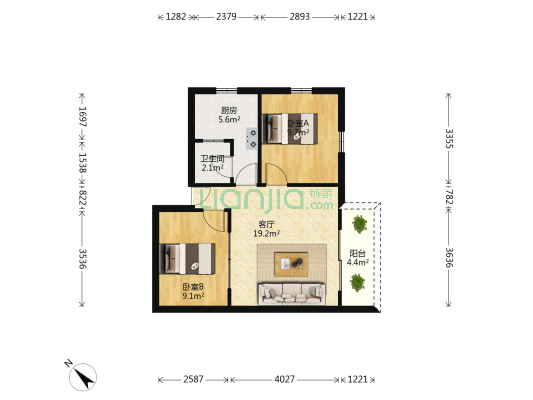 长运小区 2室1厅1卫 58平方