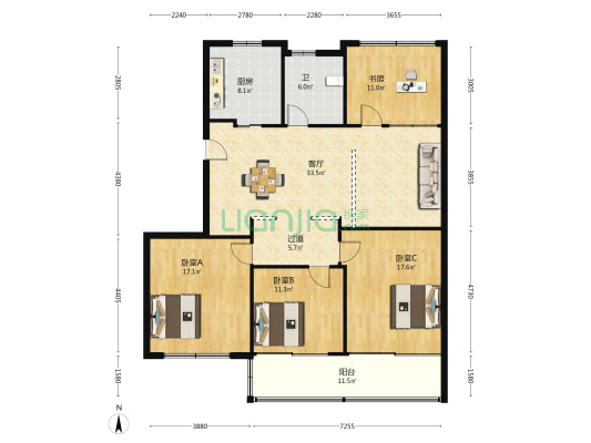 君巫路170号 4室1厅1卫 147平方