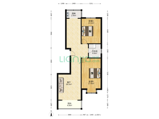 明珠小区东院 2室1厅1卫 110平方