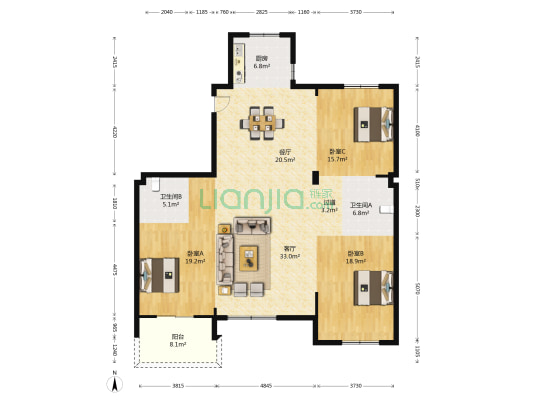 金声玉府 3室2厅2卫 163平方