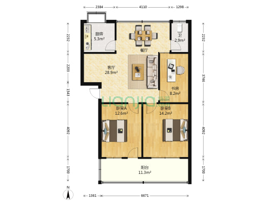 凤凰新村 3室1厅1卫 100平方