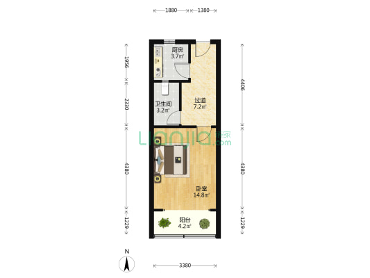 昆明路1268弄 1室0厅1卫 38平方