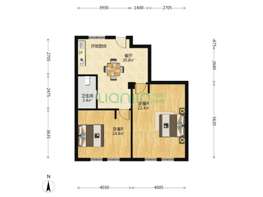 大华公寓(静安) 2室1厅1卫 80平方