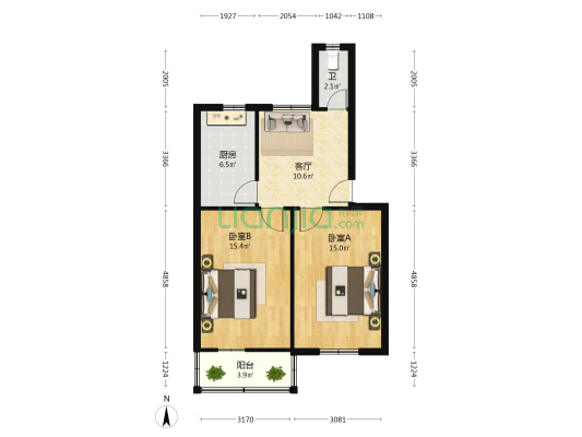 茅盾西路113号弄1号 2室1厅1卫 64平方