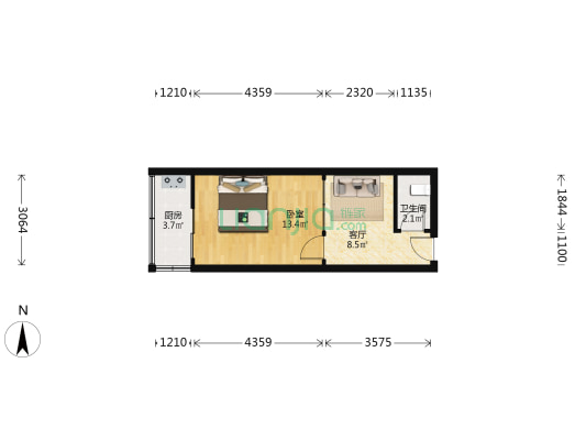台西纬四路 1室1厅1卫 33平方