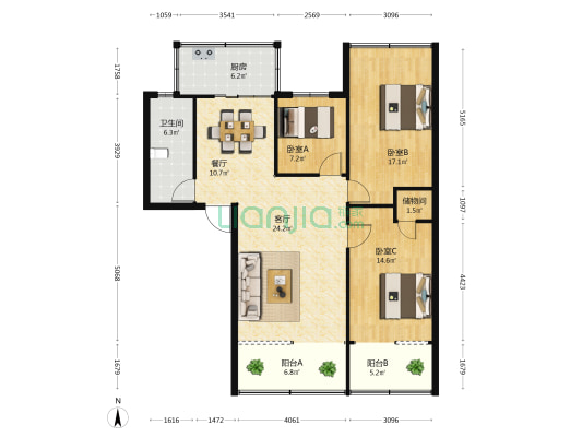 南坝外来劳动力市场小区 3室2厅1卫 96平方
