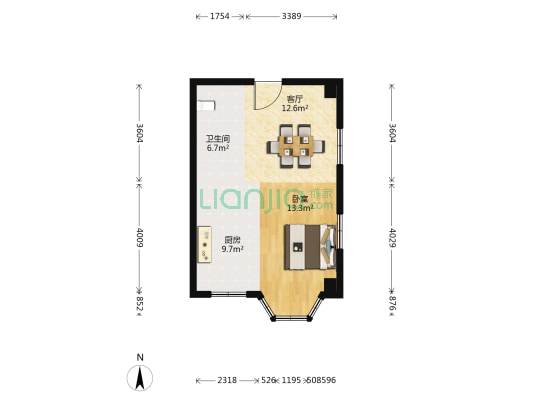 大众广场 1室1厅1卫 60平方
