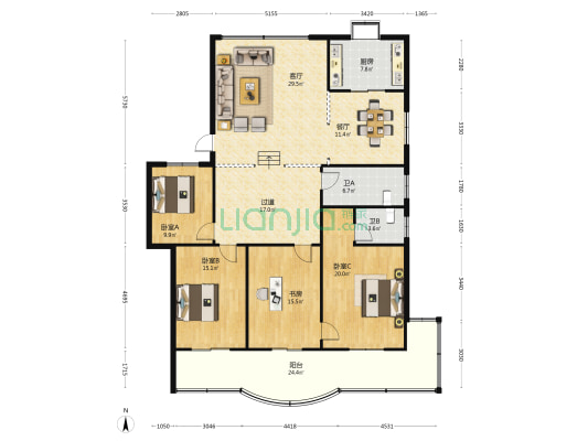 沿湖路38号 4室2厅2卫 189平方