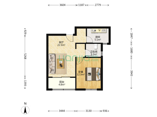 达善花园 1室1厅1卫 69平方