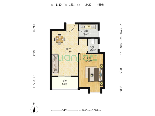 邓甲新城A区 1室1厅1卫 68平方