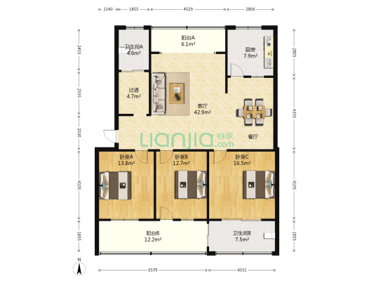 三八路五交化家属院 3室1厅2卫 147平方