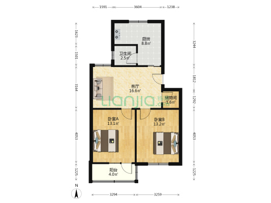 四河小学宿舍 2室1厅1卫 70平方