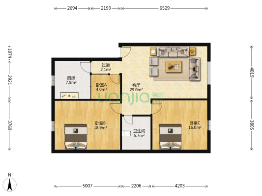 东湖五巷138号 3室1厅1卫 100平方