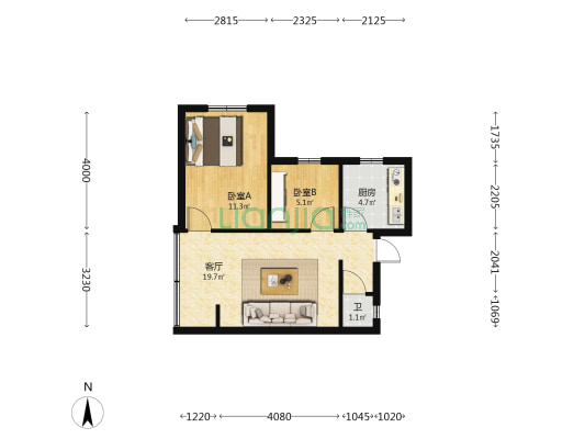 书林街45号 2室1厅1卫 42平方