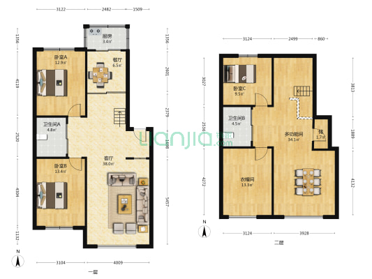 喜地宏城 4室2厅2卫 102平方