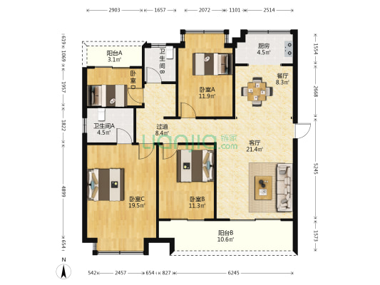 越興府 4室2厅2卫 144平方