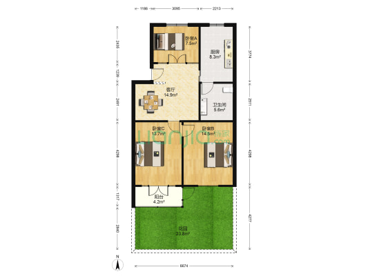 秋涛北路30号 3室1厅1卫 82平方