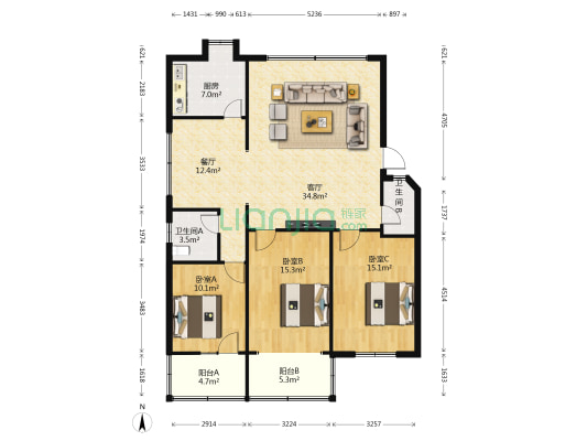 南门路11号 3室2厅2卫 126平方