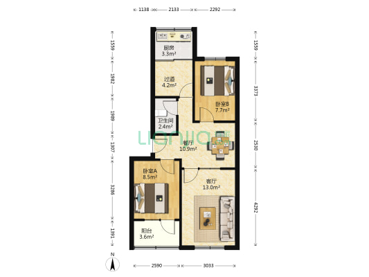 沁水河五建家属楼 2室2厅1卫 67平方