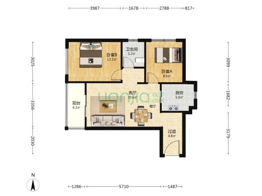 万科美景橙果 2室1厅1卫 79平方